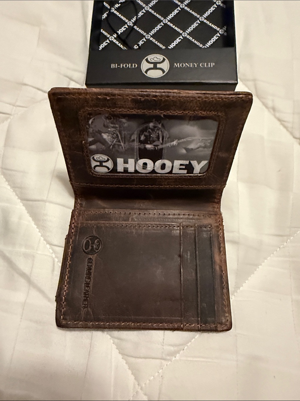 Hooey Brown Leather Money Clip Bi-Fold Wallet - Picture 5 of 13